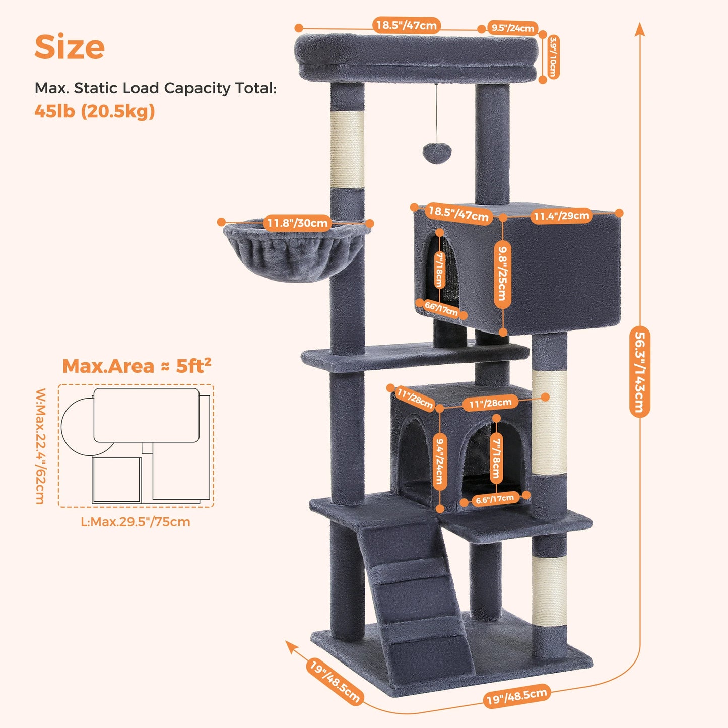 Cat Tree Condo Cozy Hammock Scratching Posts