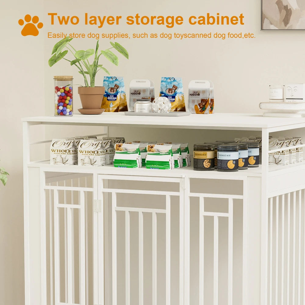 Wooden Double Door Dog Crate With Divider