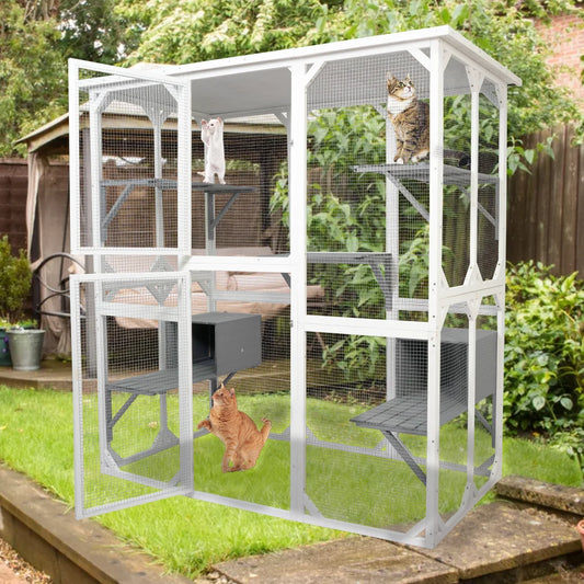 Pet Play Space Wooden White Medium