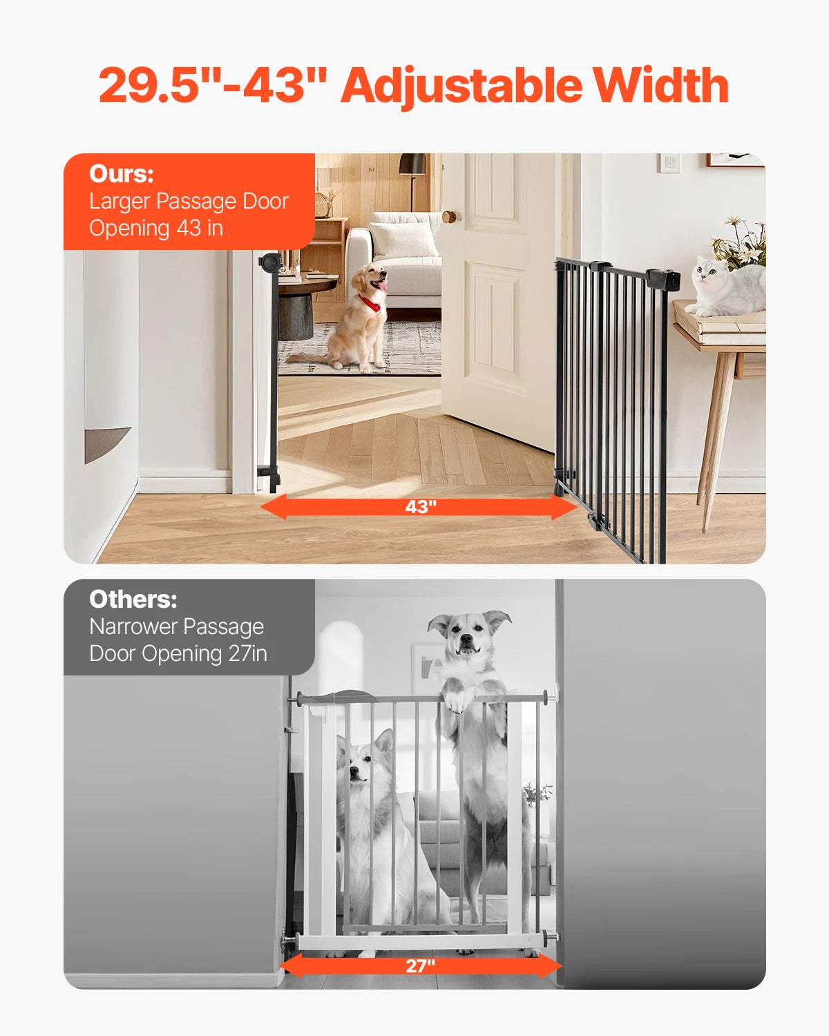 29.5-43 Inches Adjustable Dog Gate