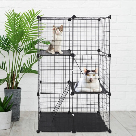 Detachable 3-Tier Cat Playpen 3 Doors