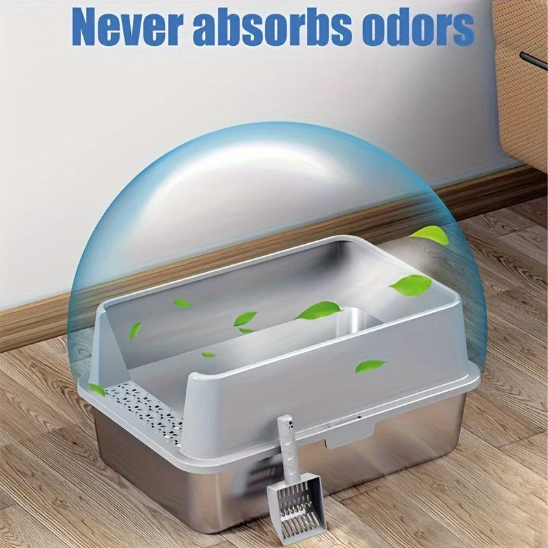 XL Stainless Steel Litter Box With Lid