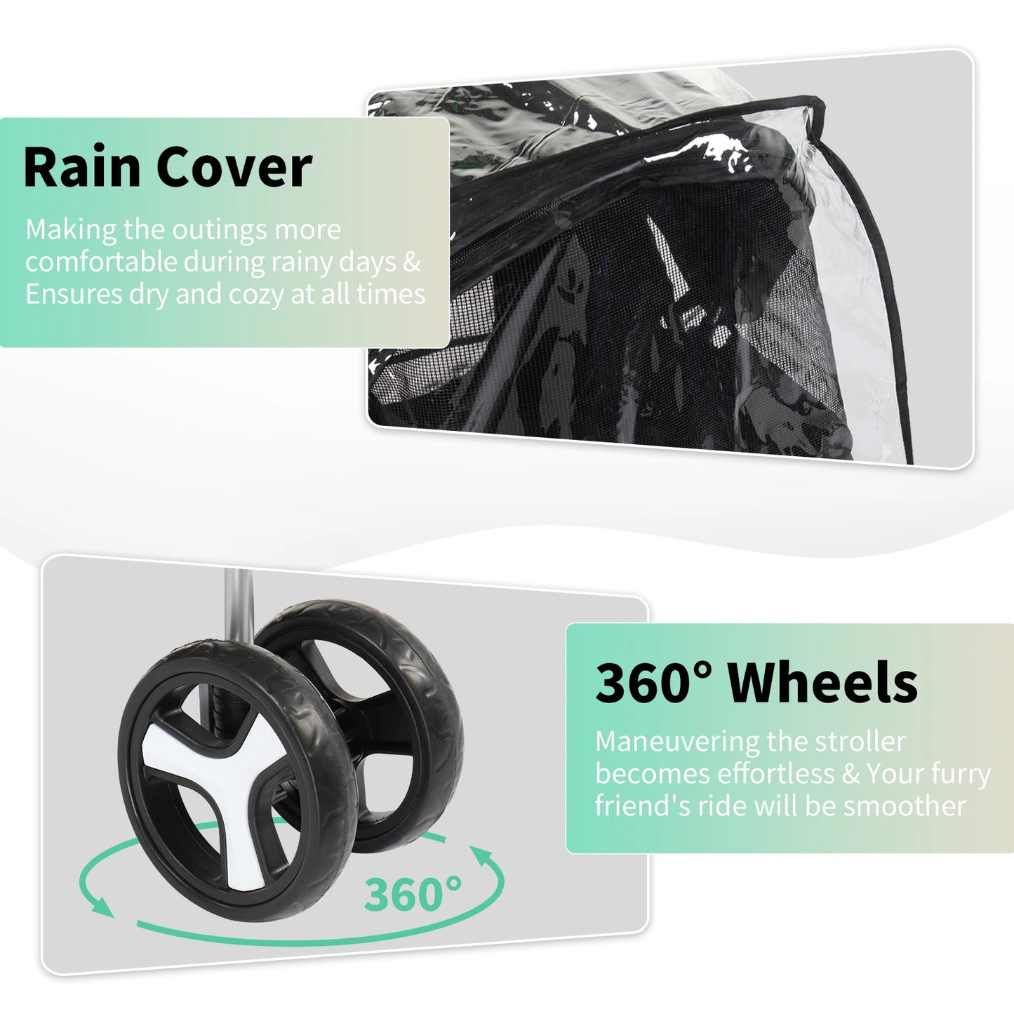 Pet Stroller Foldable Waterproof With Cup Holder